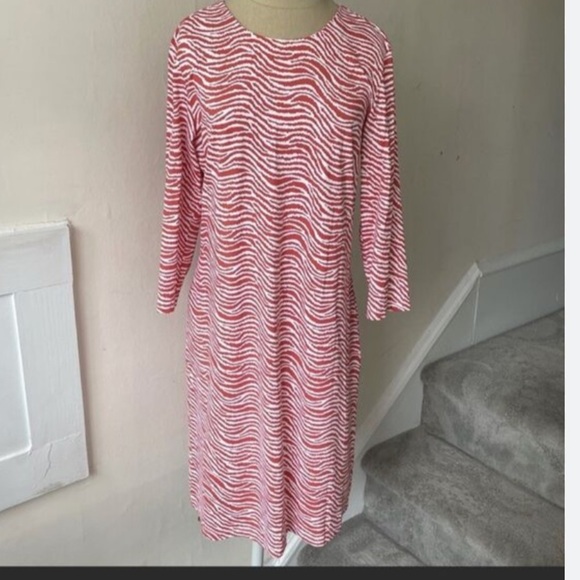 J. McLaughlin Sophia Orange & White Radio Waves Catalina Sheath Dress Small - Picture 2 of 5